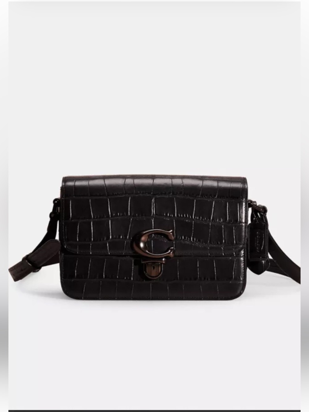 COACH Elegant Black Croc-Embossed Shoulder or Cross Body Bag